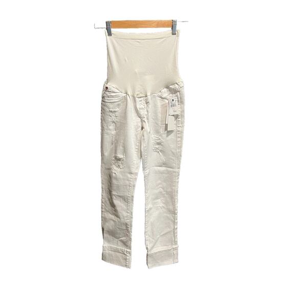 Hudson White Crop Ginny Straight with Cuff Women's Maternity Jeans Size 27 - Picture 1 of 7